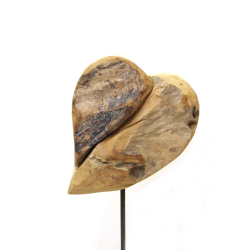 Serce z drewna tekowego na podstawie 45cm